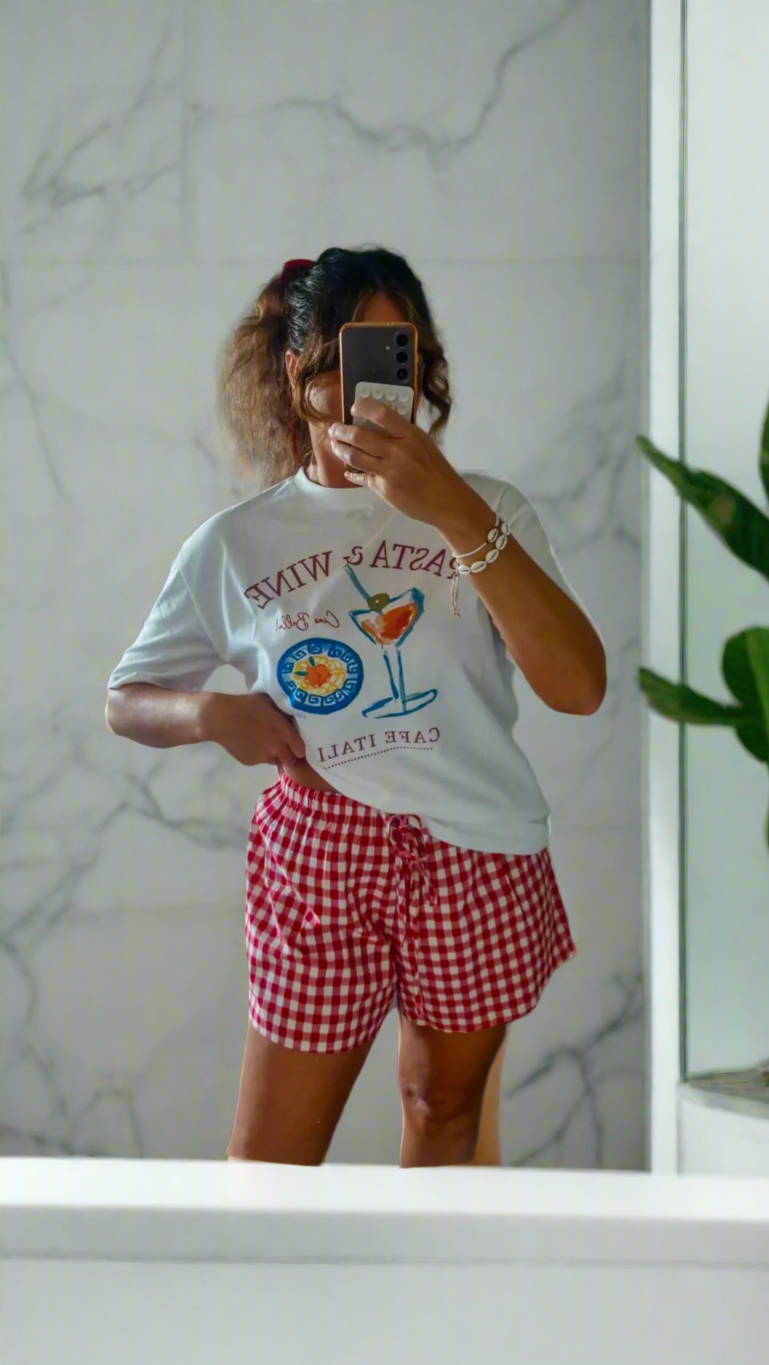 Pasta and wine oversized tshirt