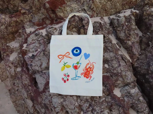 Mixed Motif Canvas Tote Bag