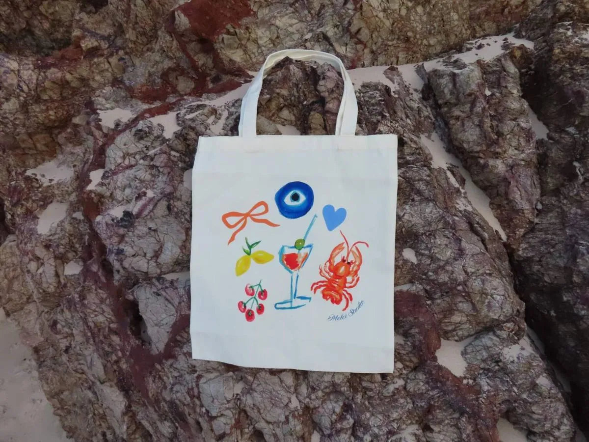 Mixed Motif Canvas Tote Bag