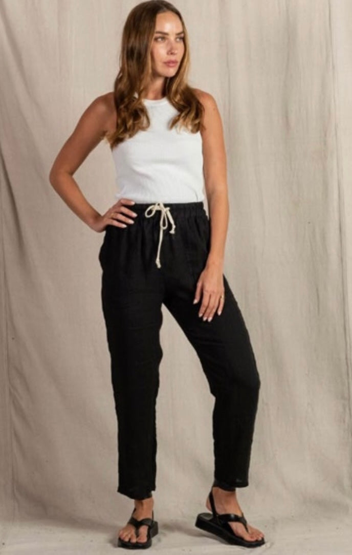 black pants, black linen, black linen pants, pants australia, ladies wear, ladies fashion, ladies clothing, ladies clothing boutique, fashion boutique australia, womens clothing, pants, linen pants, casual linen pants, women's clothing, casual pants, summer pants, spring clothing, style, online clothing store australia